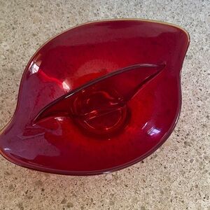 Vintage Viking Red Glass Candy Bowl